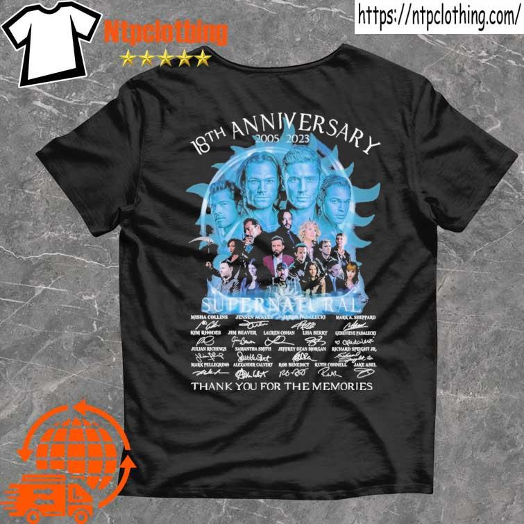 Original Super Natural 18th Anniversary 2005-2023 thank You for the memories signatures shirt