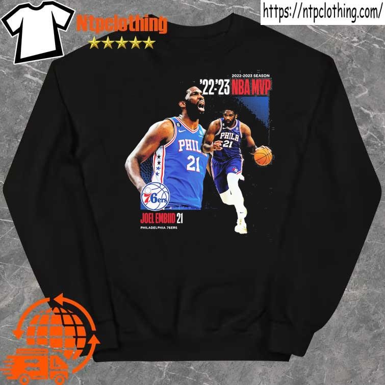 Official Joel Embiid Philadelphia 76ers 2023 NBA MVP Award Time Out T Shirt sweater.jpg