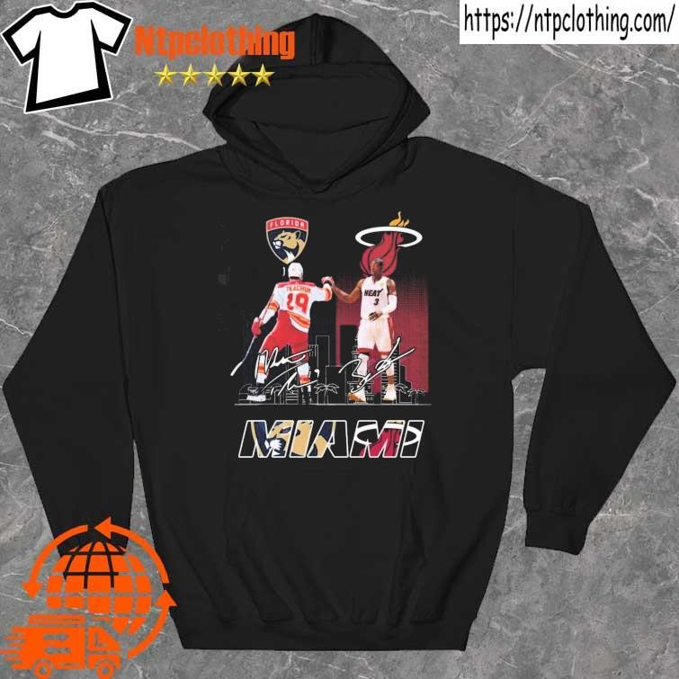 Official Miami City Florida Panthers And Miami Heat Signatures Shirt hoddie.jpg