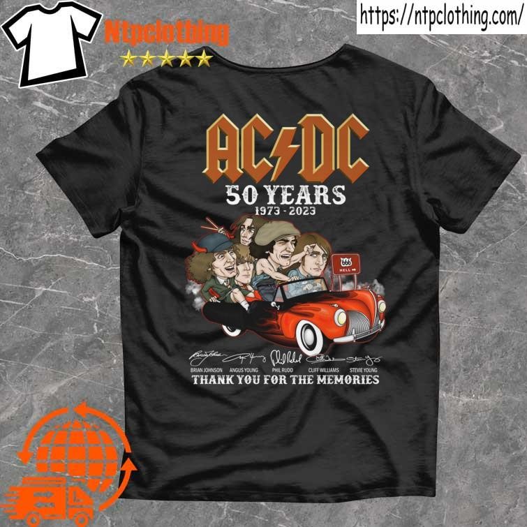 Official aC DC 50 Years 1973-2023 Thank You for the memories signatures shirt