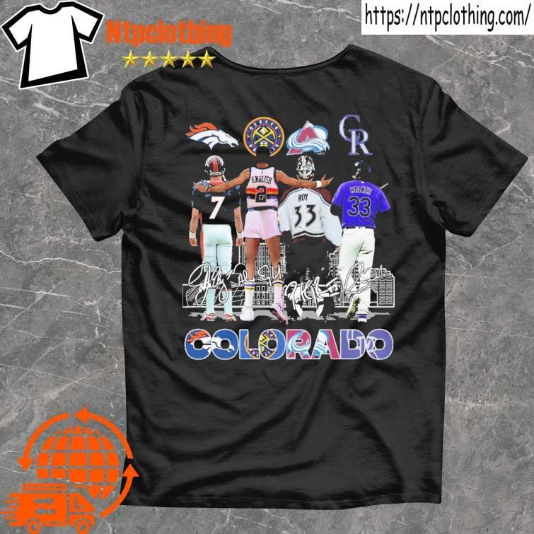 Official colorado Sports Teams Skylines 2023 signatures shirt