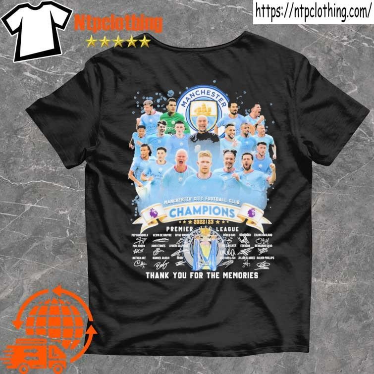Official manchester City Football Club Champions 2022-23 Premier League signatures shirt