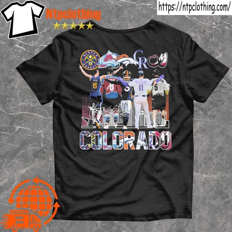 Official original Colorado Sports Teams Skylines 2023 signatures shirt