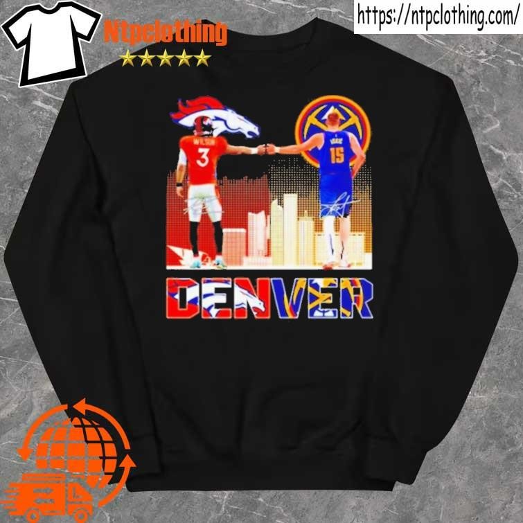 Official Denver city skyline Russell Wilson vs Nikola Jokic signatures Shirt sweater.jpg