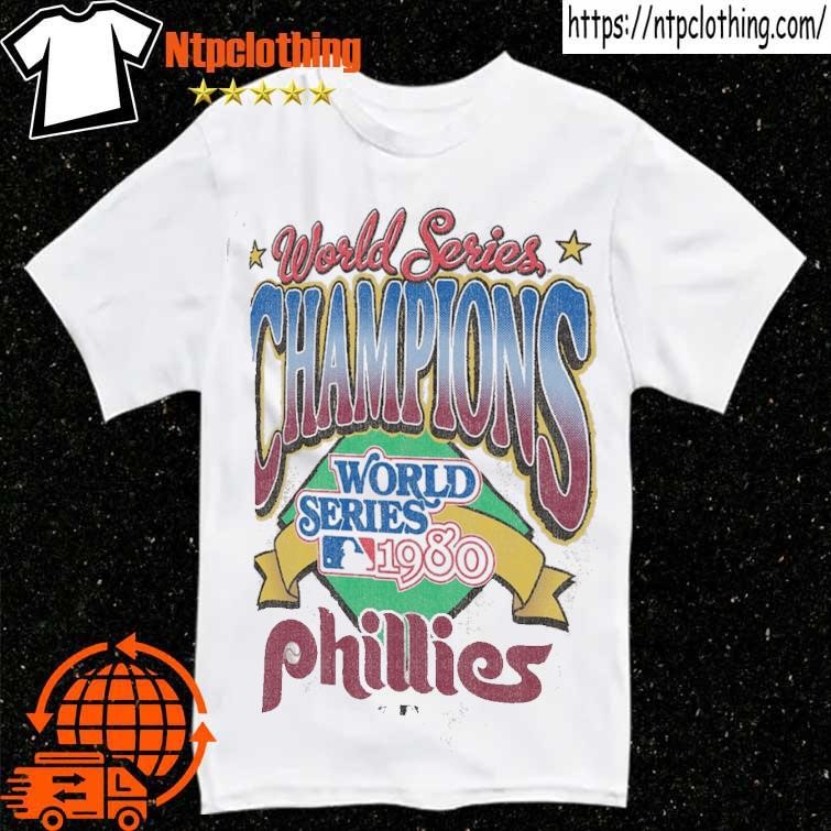 Women's '47 Cream Philadelphia Phillies 1980 World Series Champions Vibe  Check Vintage Tubular Boyfriend T-Shirt