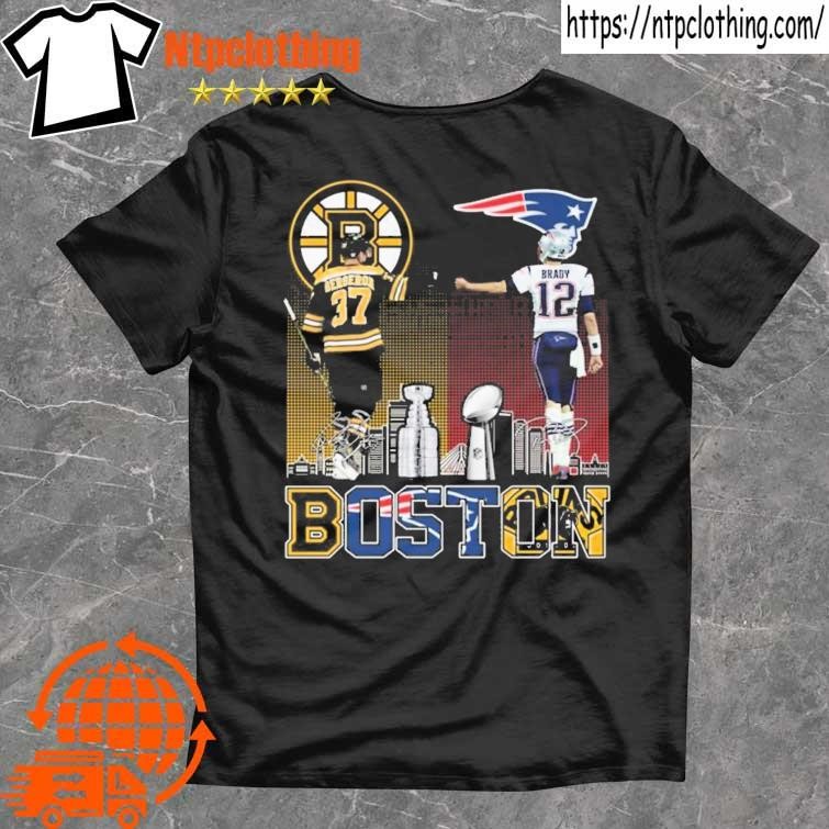 Boston Bruins Bergeron And New England Patriot Tom Brady Champions T Shirt  - Growkoc