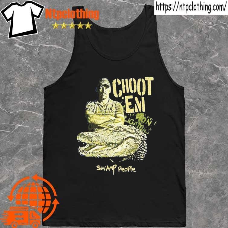 Official mens NEW Swamp People Choot Em Troy Landry Logo Graphic shirt,  hoodie, sweater, long sleeve and tank top