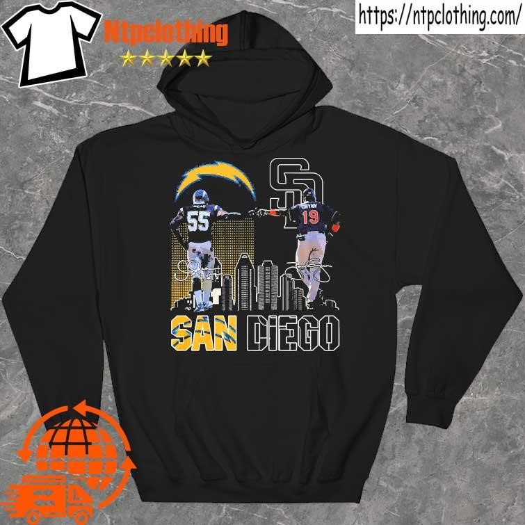 San Diego 55 Junior Seau and 19 Tony Gwynn logo teams signatures shirt,  hoodie, sweater, long sleeve and tank top