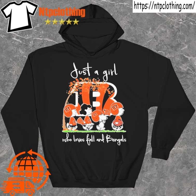 The Peanuts Just A Girl Who Loves Fall And Cincinnati Bengals shirt,  hoodie, sweater, long sleeve and tank top