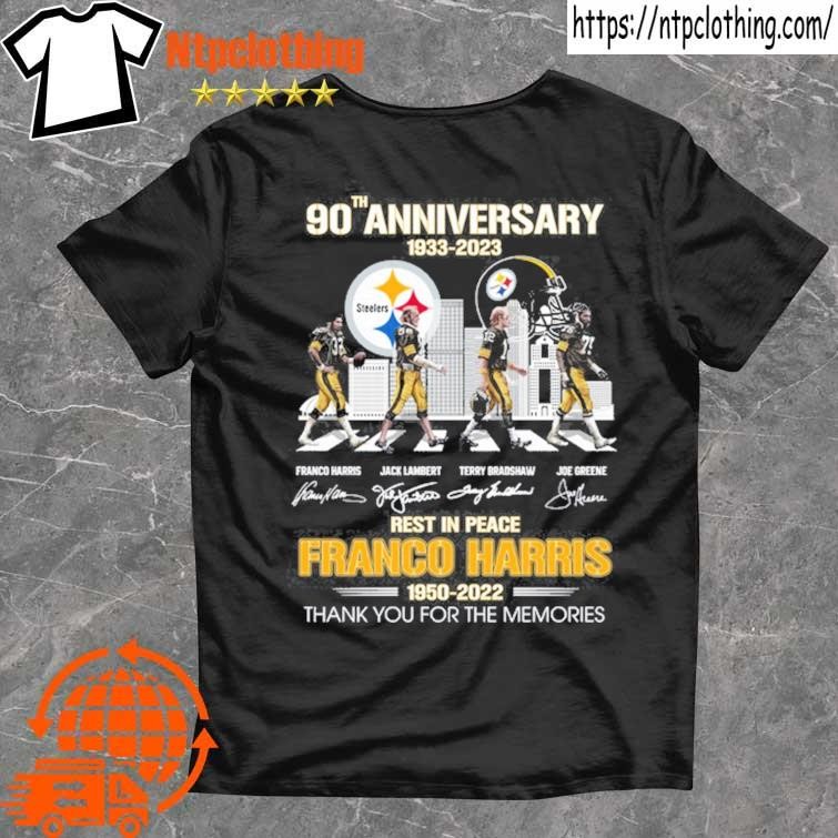 Official 90th Anniversary 1933-2023 Pittsburgh Steelers Rip Franco