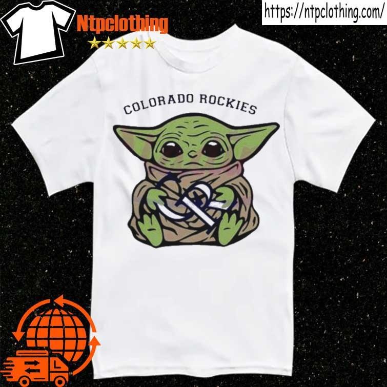 Official Baby Yoda hug logo Colorado rockies sport 2023 T-shirt
