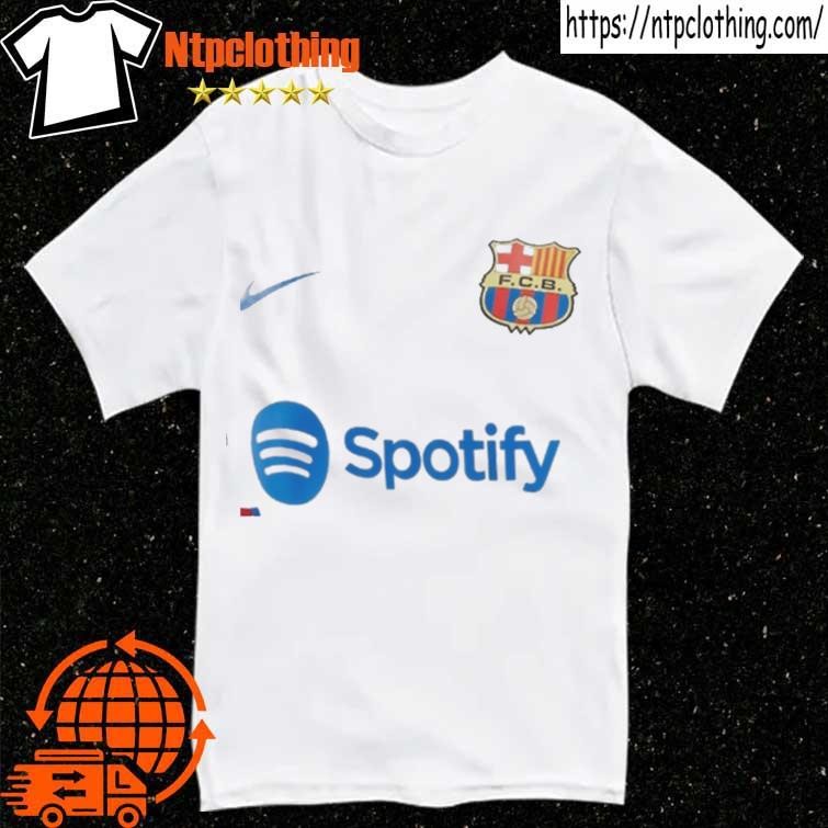 FC Barcelona White T-Shirt Long Sleeve 100% Polyester Medium Size