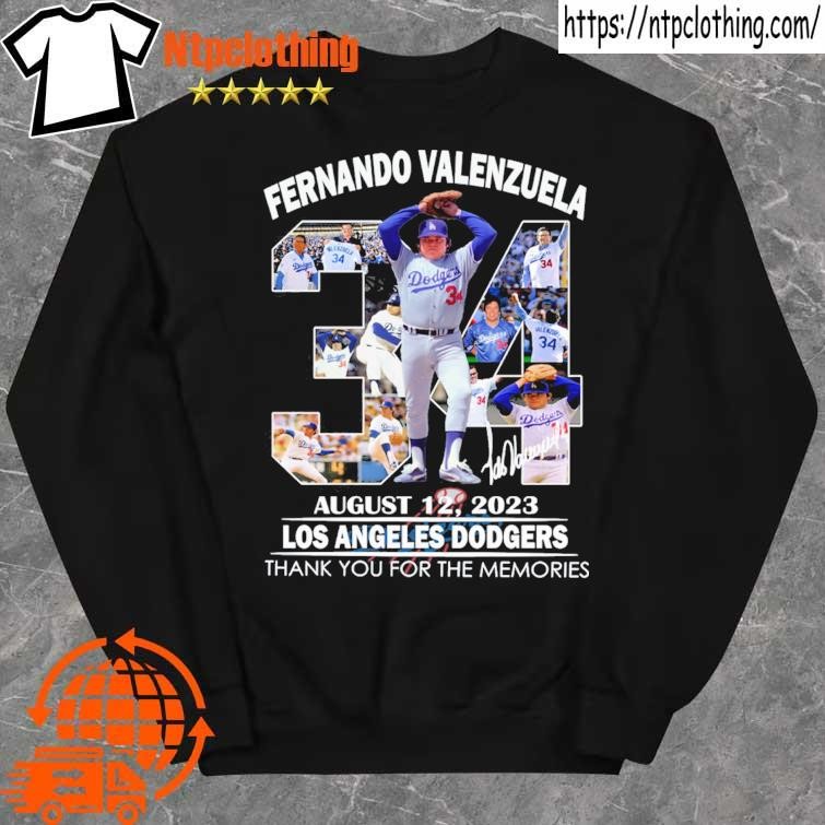 Official fernando Valenzuela August 12, 2023 Los Angeles Dodgers Thank You  For The Memories T-Shirt, hoodie, sweater, long sleeve and tank top