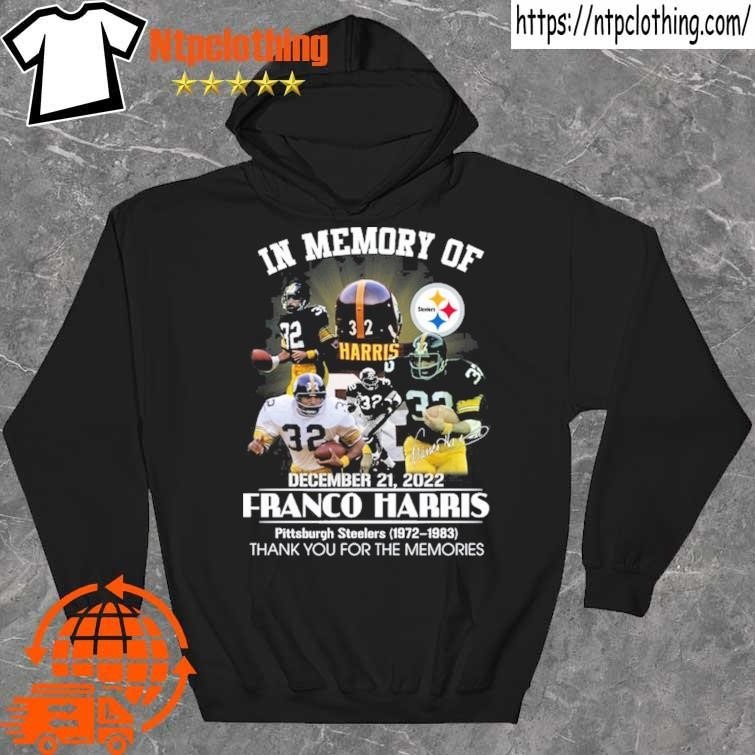 32 franco Harris Pittsburgh Steelers 1972-1983 thank you for the memories  shirt, hoodie, sweater, long sleeve and tank top