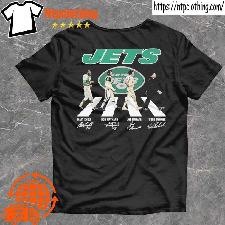 New York Jets Matt Snell Don Maynard Joe Namath Weeb Ewbank Abbey road  signatures t shirt