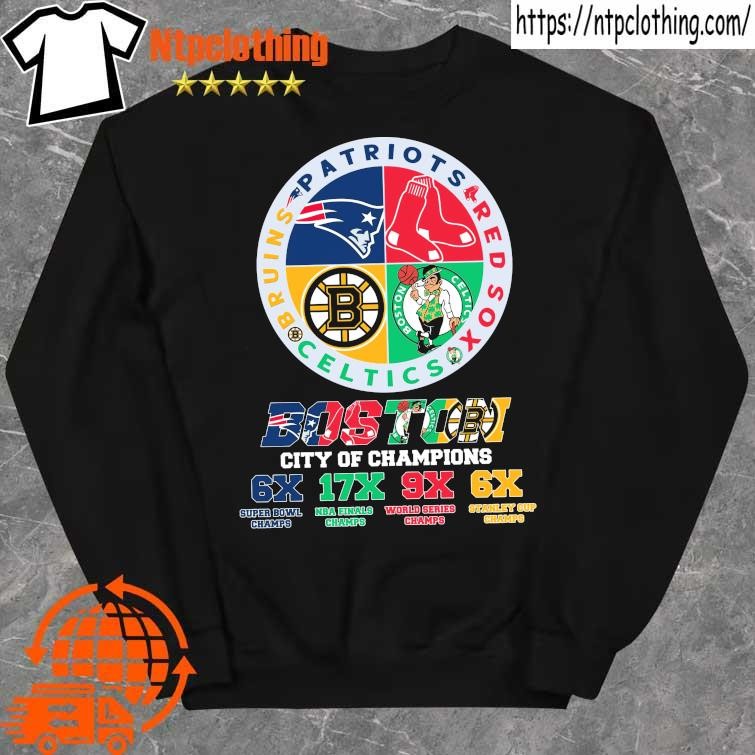 Official patriots Red Sox Celtics Bruins boston logo city champions 6x 17x  9x 6x shirt, hoodie, sweater, long sleeve and tank top
