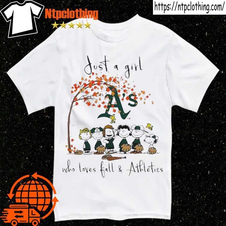 The Peanuts Just A Girl Who Loves Fall Oakland Athletics Shirt