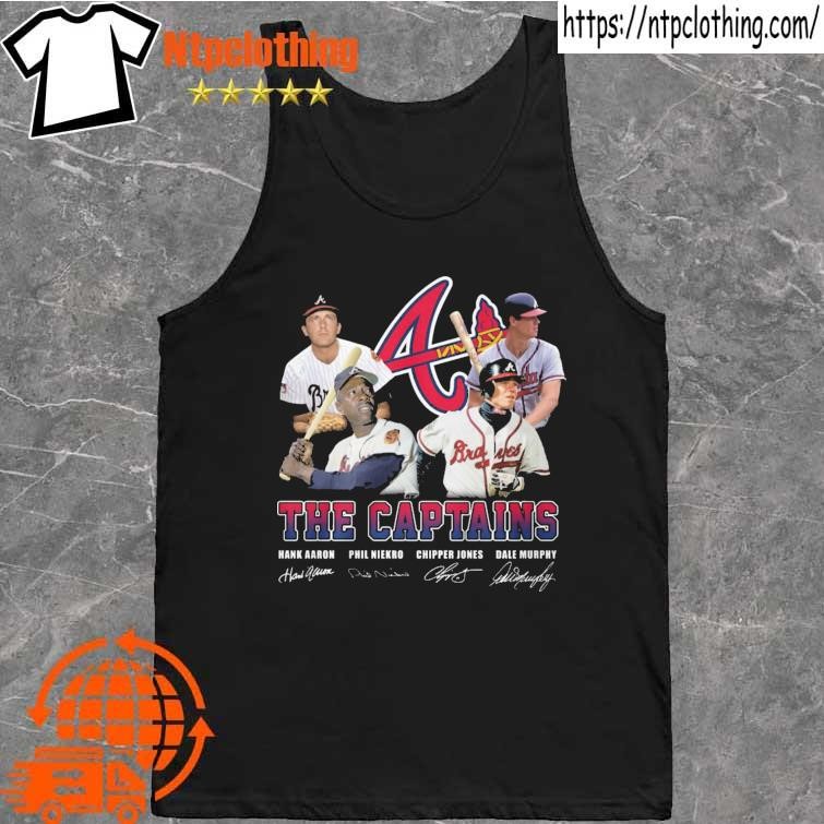 Official Atlanta Braves The Captain's Hank Aaron Phil Niekro Chipper Dale  Murphy 2023 signatures shirt