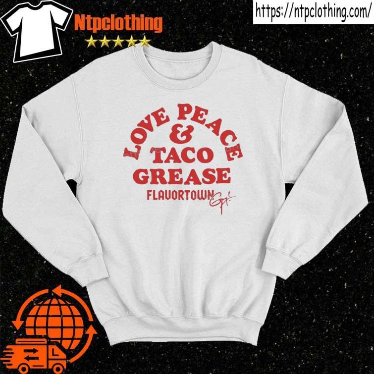 Official Flavortown Love, Peace And Taco Grease Shirt sweater.jpg