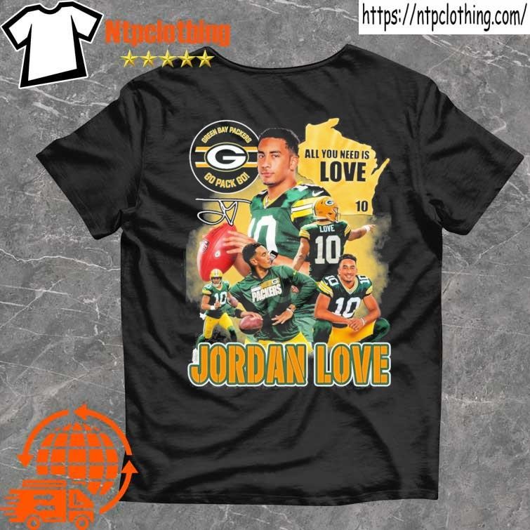 Official Green Bay Packers All You Need Is Love Jordan Love Shirt, hoodie,  sweater, long sleeve and tank top