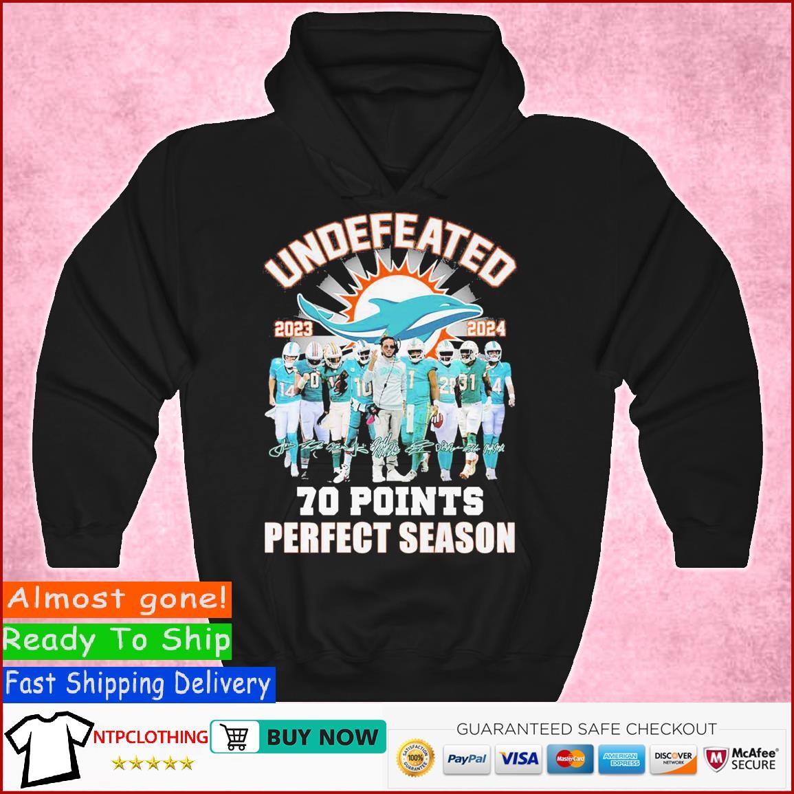 Miami Dolphins Undefeated 2023 2024 70 Points Signatures T Shirt