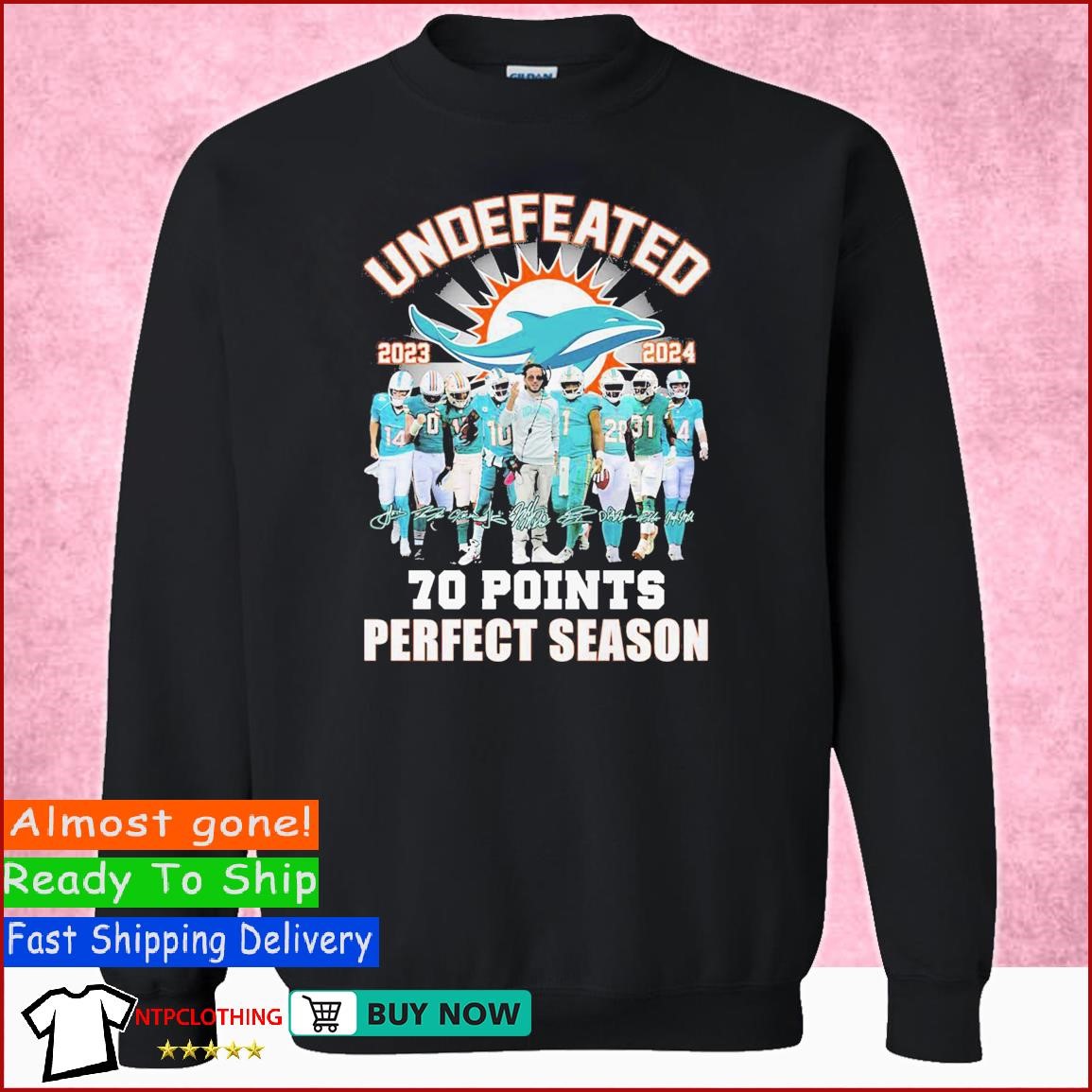 Official Miami Dolphins Undefeated 2023 2024 70 Points Perfect