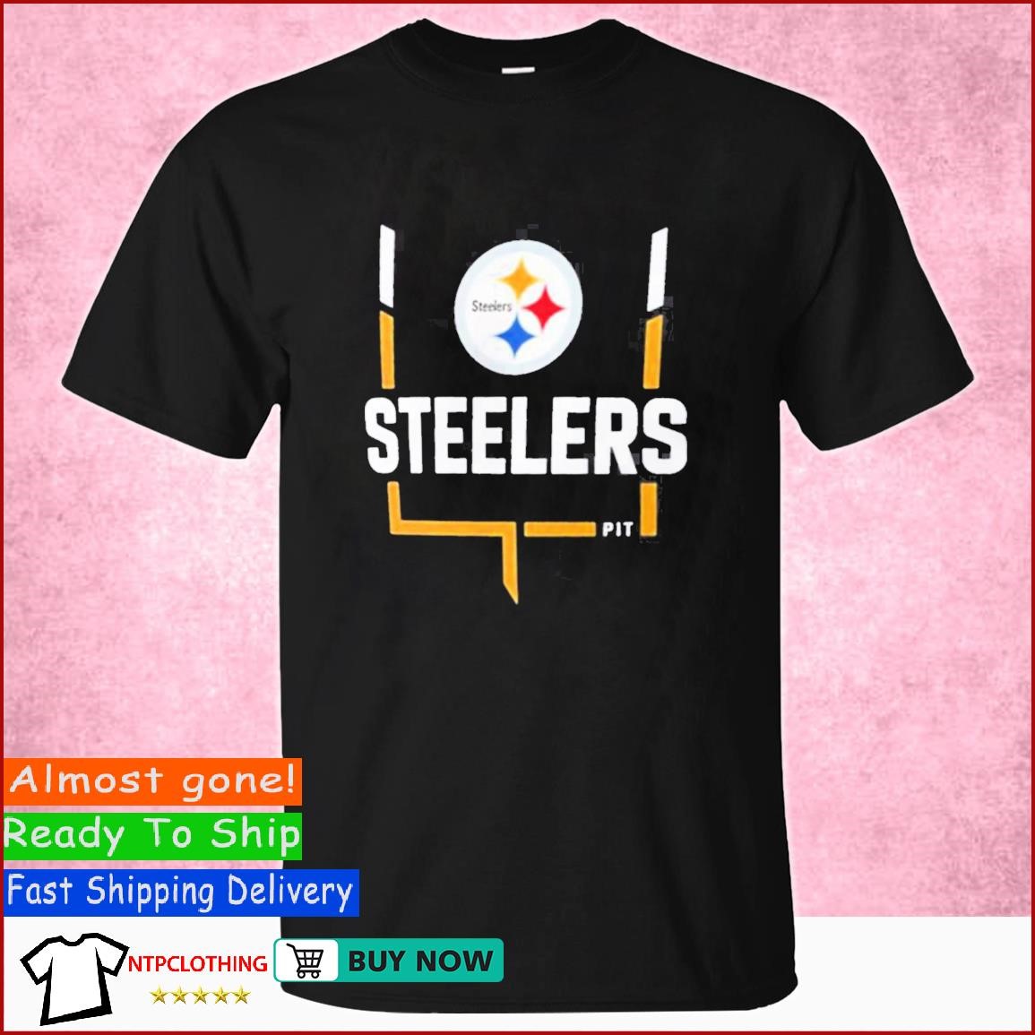 Pittsburgh Steelers Shirt Mens Black And Yellow S/S Tee Size 2XL