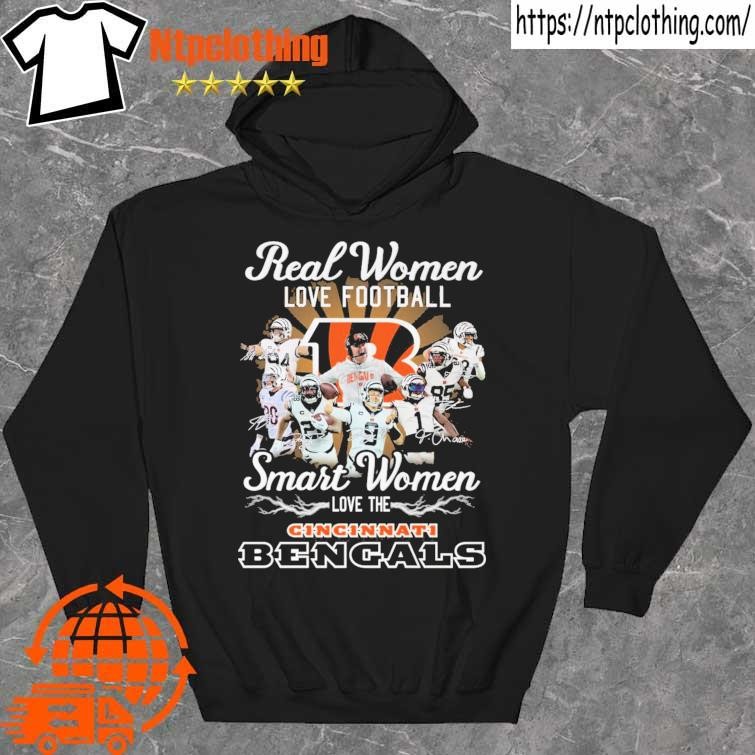 Nice real women love football smart women love the cincinnati bengals  signatures shirt cincinnati bengals, hoodie, longsleeve tee, sweater