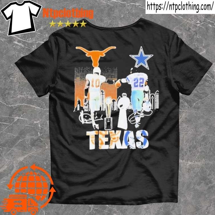 Vince Young And Emmitt Smith Texas City Champions Skyline Signatures Shirt  - Limotees