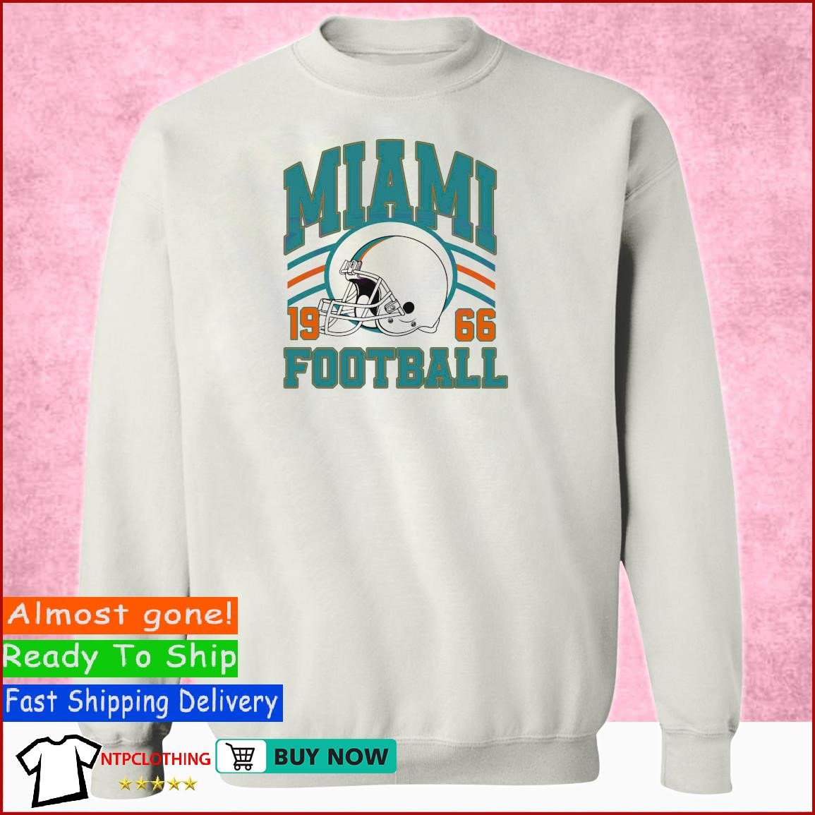 Vintage Miami Football Sweatshirt Dolphins Football Crewneck 