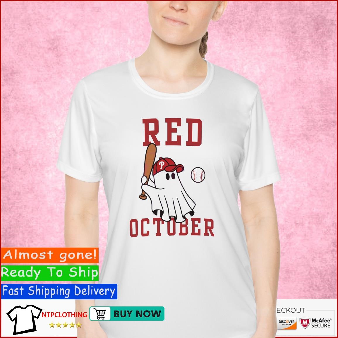 Phillies Philly Red October Cute Ghost T Shirt, hoodie, sweater