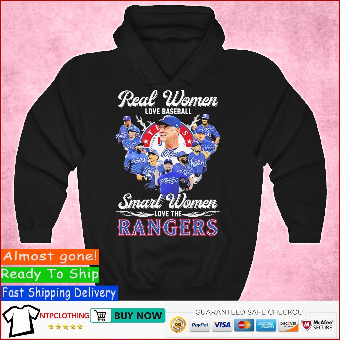 Real Women Love Baseball Smart Women Love The Rangers Tee Shirt - Nvamerch