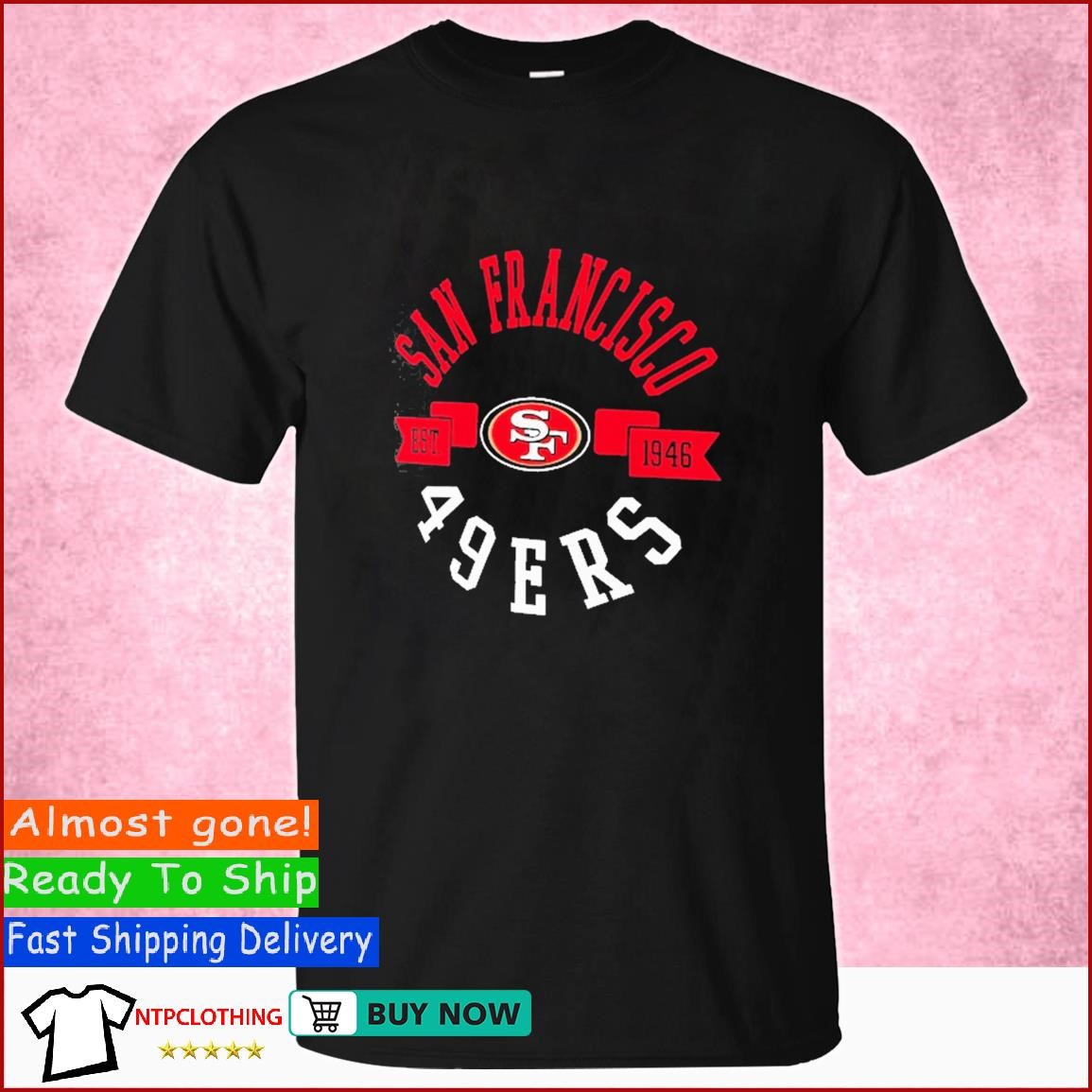 San Francisco 49ers Ladies Red/Gold Glitter g-III Shirt - Sports Addict