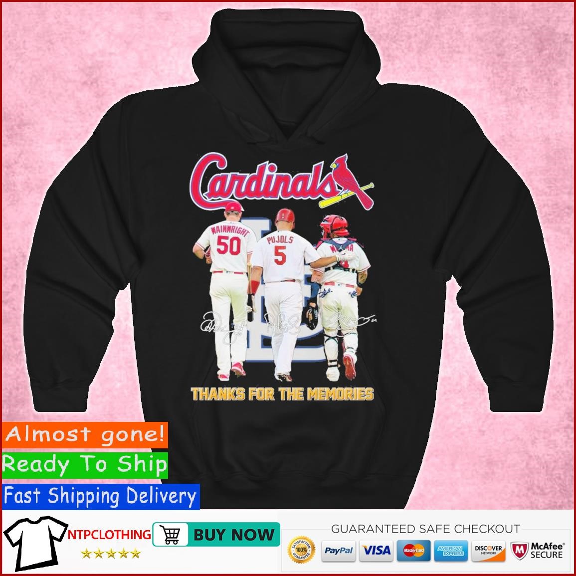 St. Louis Cardinals Yadier Molina and Albert Pujols and Adam Wainwright  thank you for the memories signatures shirt, hoodie, sweater, long sleeve  and tank top