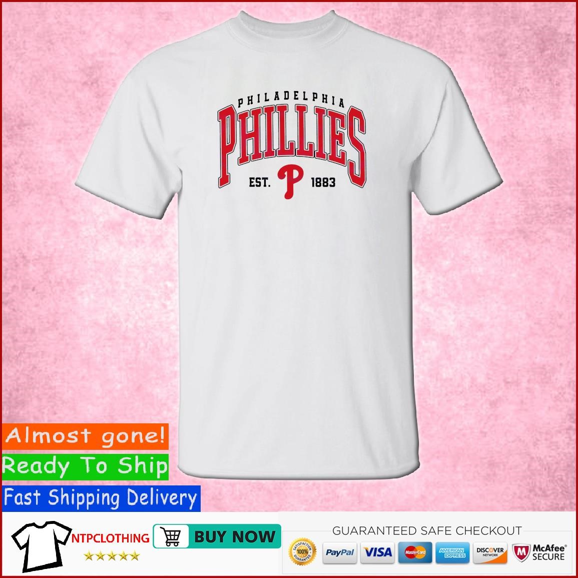 Majestic MLB Philadelphia Phillies Est. 1883 T-Shirt, Youth Red & Blue  SS XL Tee