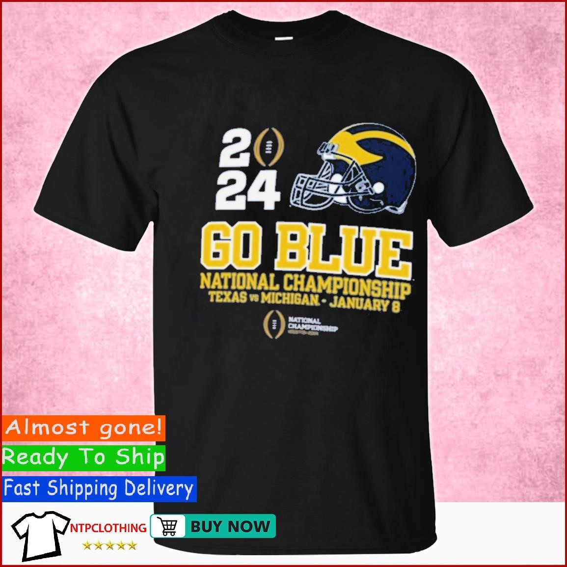 2024 Go Blue National Championship Texas vs Michigan Rose Bowl T Shirt