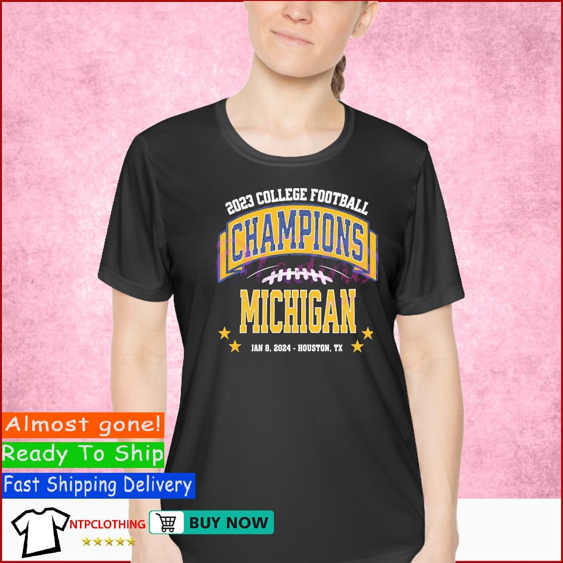 College Football Champions Michigan Jan 8, 2024- Houston,TX shirt Ladies Shirt.jpg