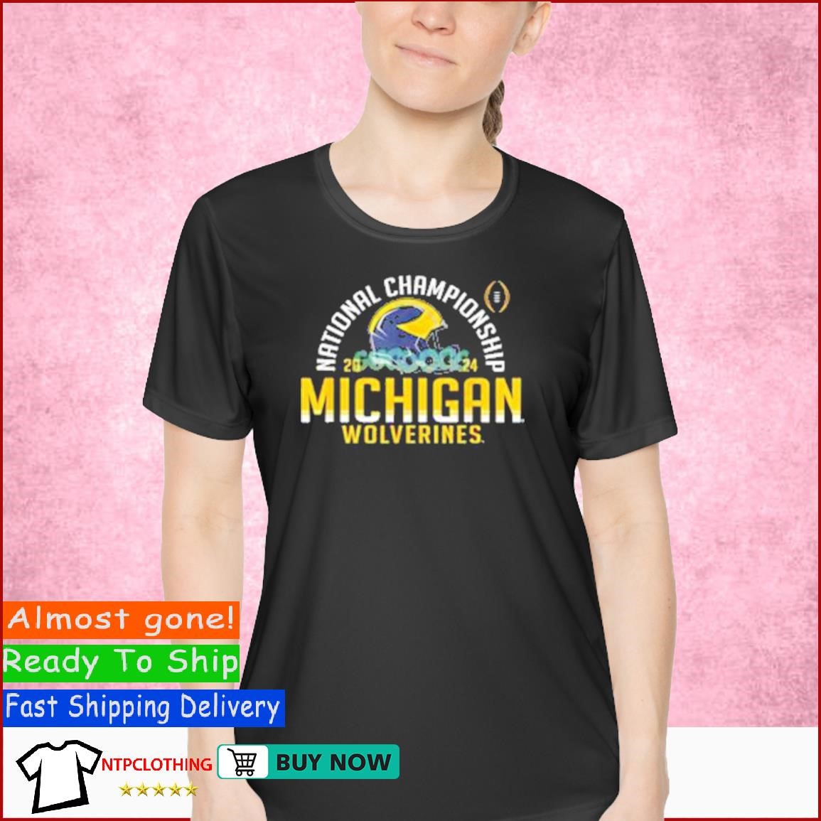 College Football Helmet Michigan Wolverines 2024 CFP National Championship shirt Ladies Shirt.jpg
