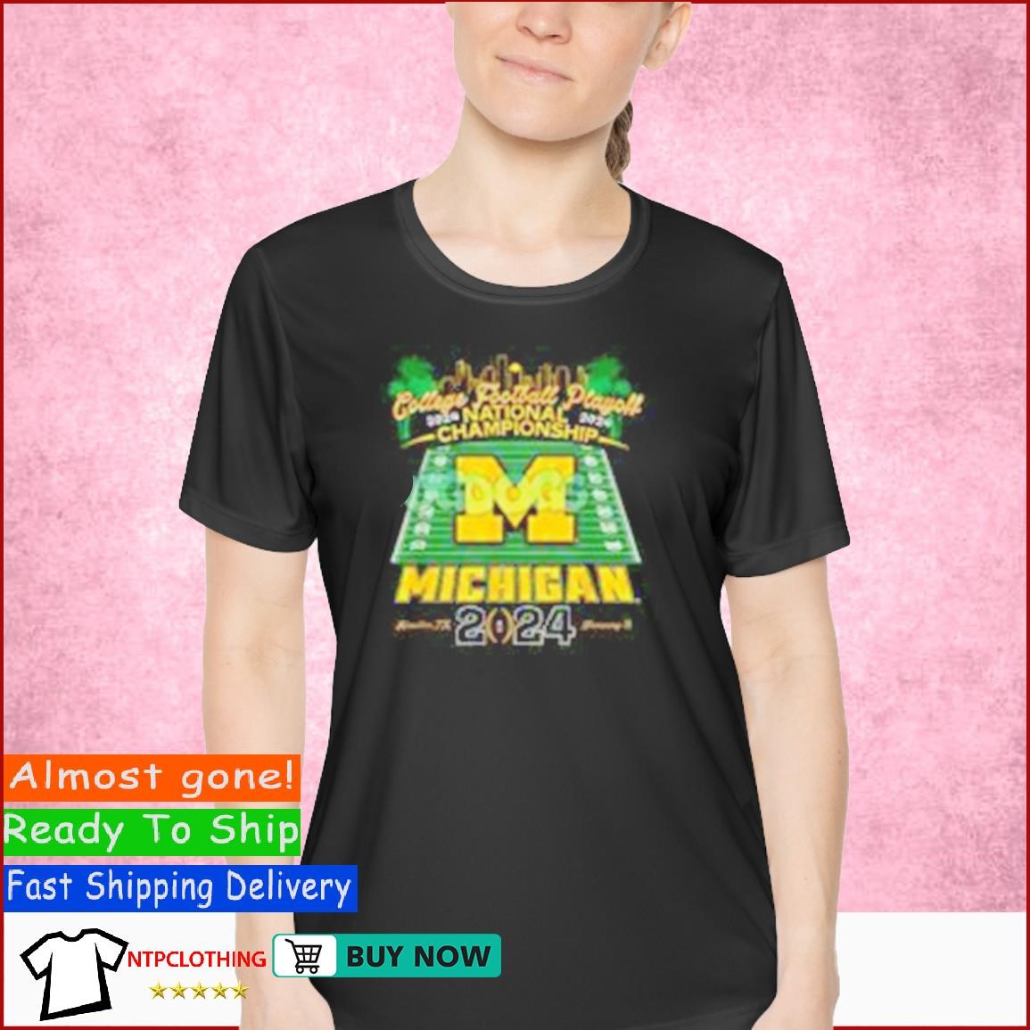 College Football Playoff Stadium Michigan Wolverines 2024 Championship shirt Ladies Shirt.jpg