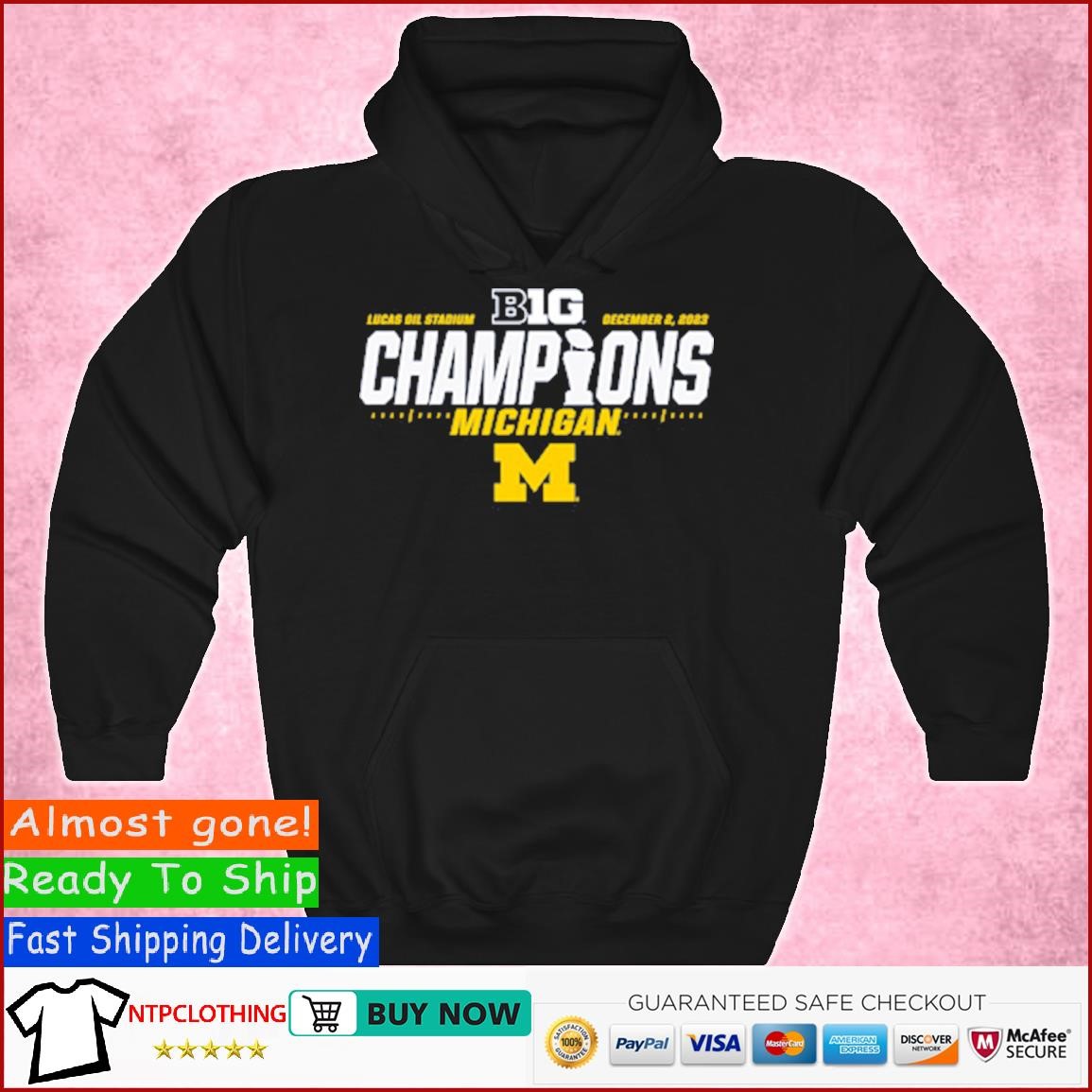 Lucas Oil Stadium University of Michigan Football 2023 Big Ten Champions T Shirt Hoodie.jpg