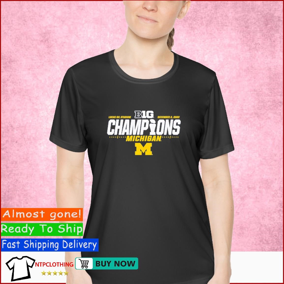 Lucas Oil Stadium University of Michigan Football 2023 Big Ten Champions T Shirt Ladies Shirt.jpg