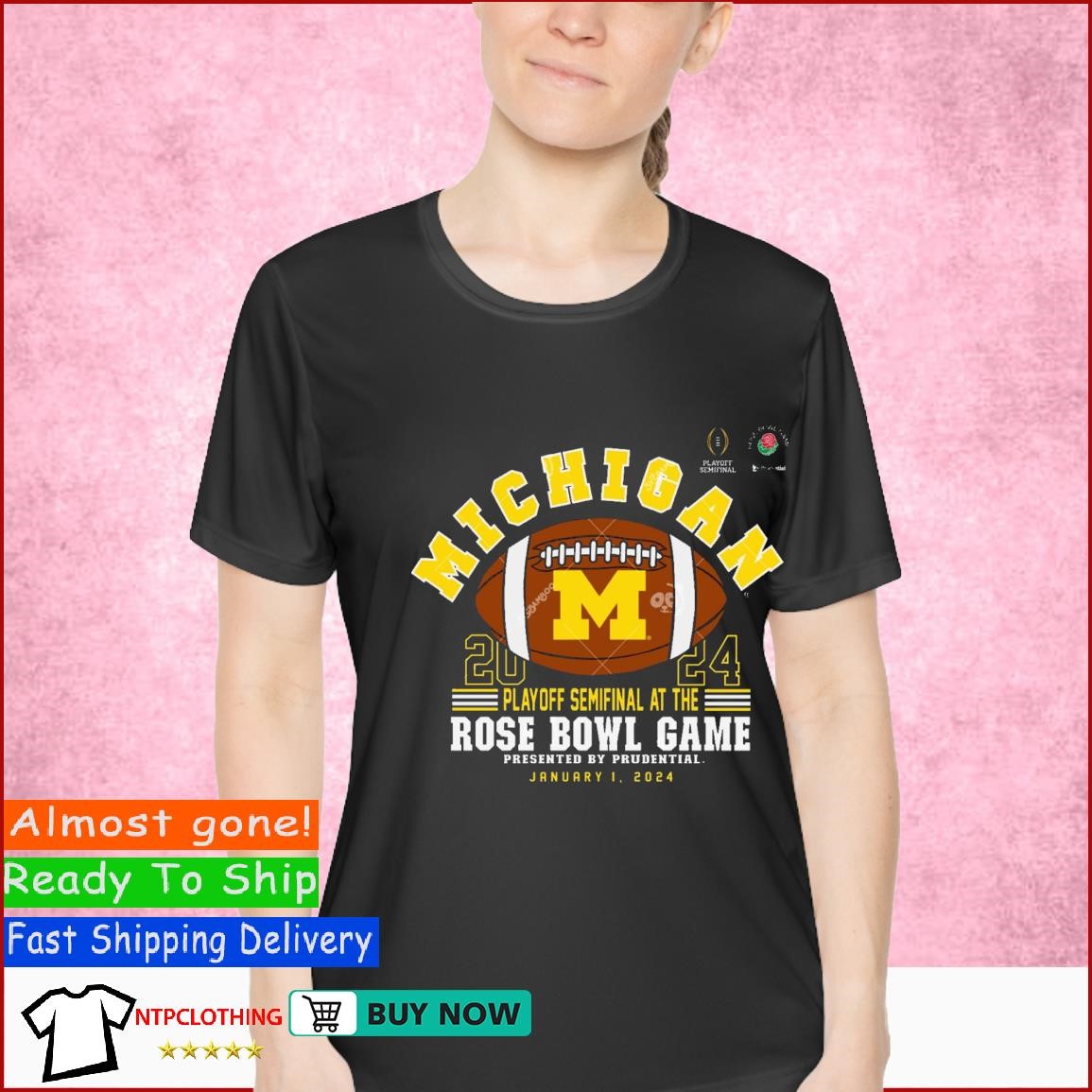 Michigan Football Rose Bowl Game January 1, 2024 T Shirt Ladies Shirt.jpg