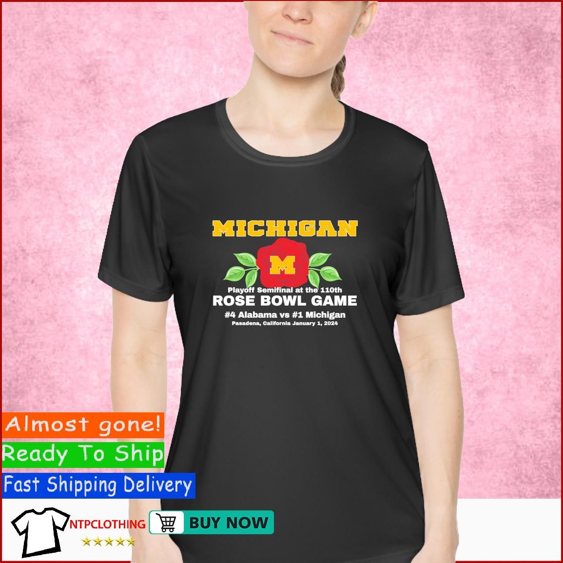 Michigan Playoff semifinal at the 110th Rose Bowl Game #4 Alabama vs #1 Michigan Pasadena, California Jan 1, 2024 T Shirt Ladies Shirt.jpg
