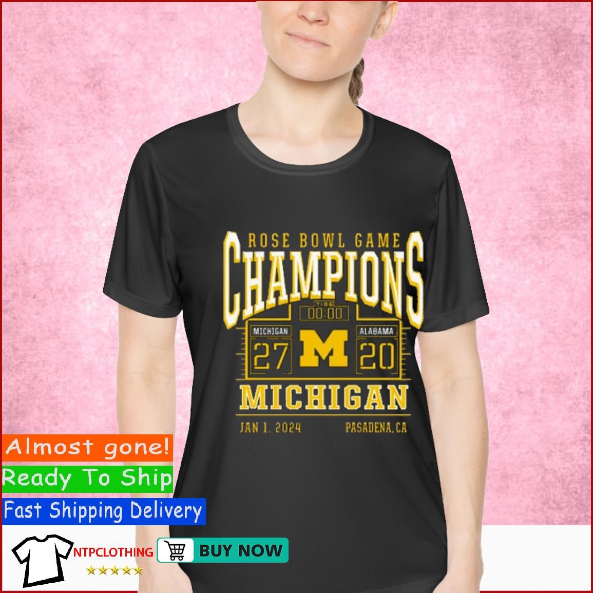 Michigan Wolverine's Vs Alabama Rose Bowl Game 27- 20 Michigan Champions T Shirt Ladies Shirt.jpg