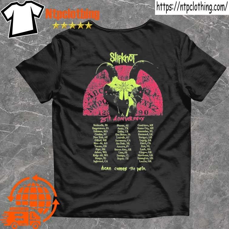 Official Slipknot 25th Anniversary Here Comes The Pain Tour 2024 T Shirt