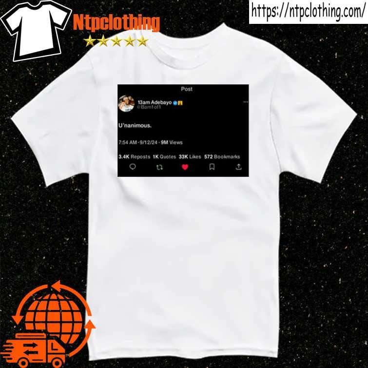 Official 13am Adebayo Unanimous Twitter Tee T Shirt