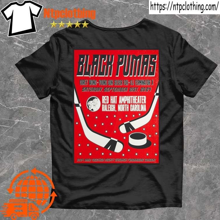 Official Black Pumas September 21 2024 Live At Red Hat Amphitheater, Raleigh, Nc Concert Poster T Shirt