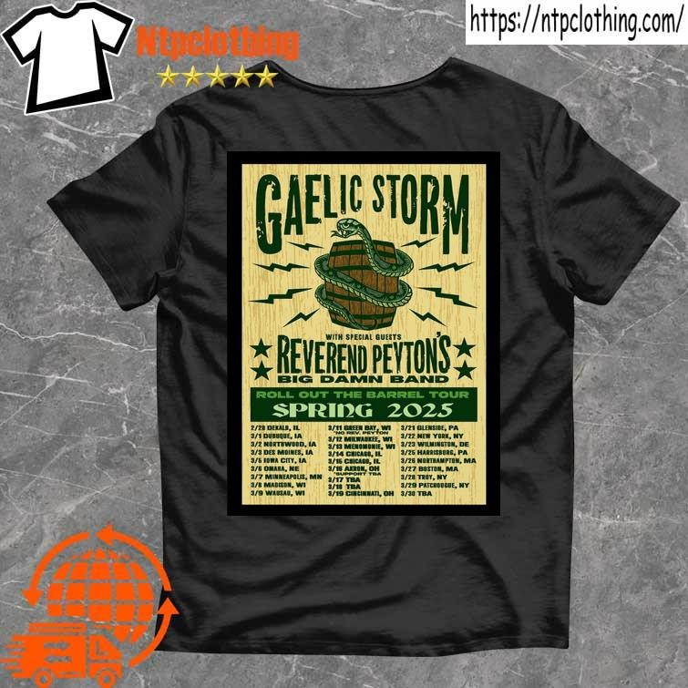 Official Gaelic Storm Tour Roll Out The Barrel Spring 2025 Poster T Shirt