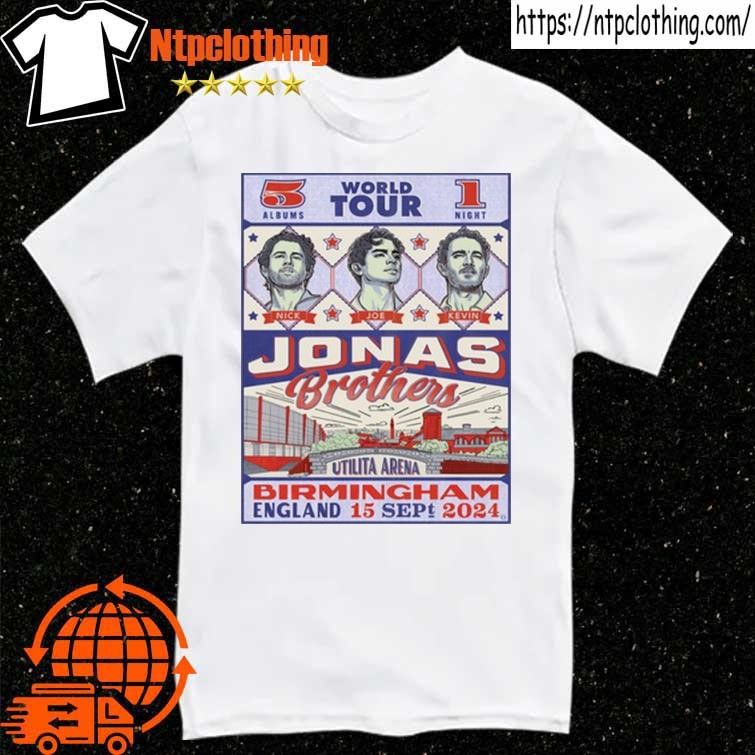 Official Sep 15 2024 Jonas Brothers 5 Albums 1 Night World Tour Birmingham, Uk Poster T Shirt