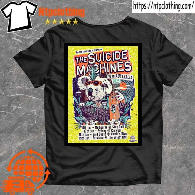 Official The Suicide Machines Live In Australia January 2025 Tour Poster T Shirt